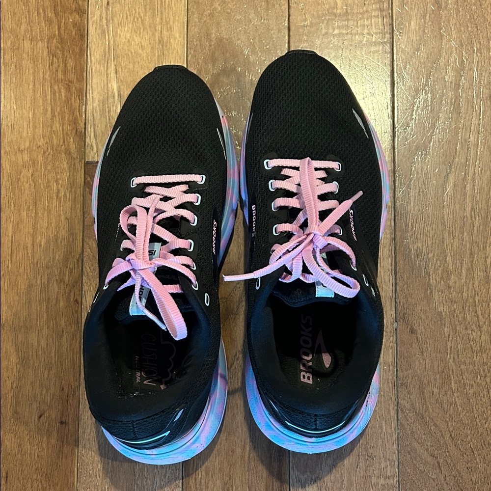 Brooks Black and Pink Athletic Sneakers